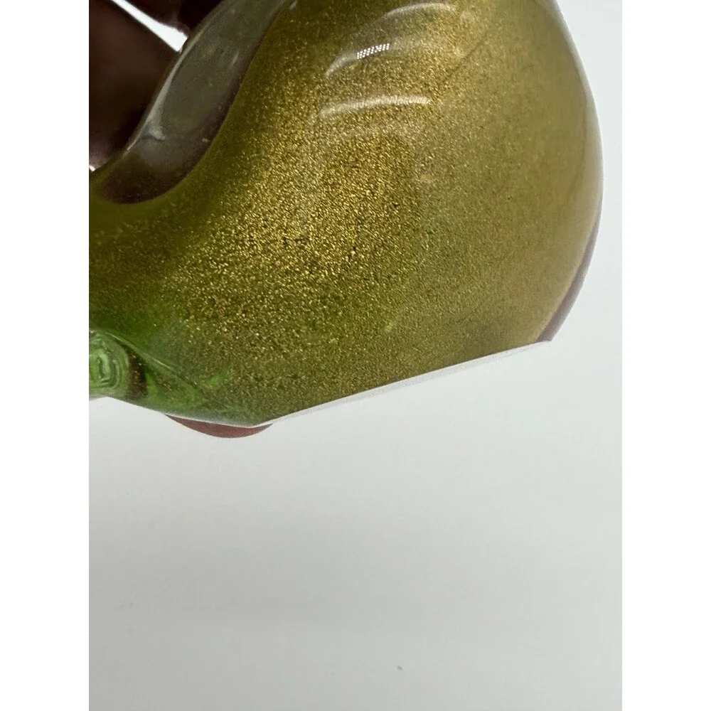 Formia Murano Italy Art Glass Green & Gold Flecked Bird Hand Blown Figurine
